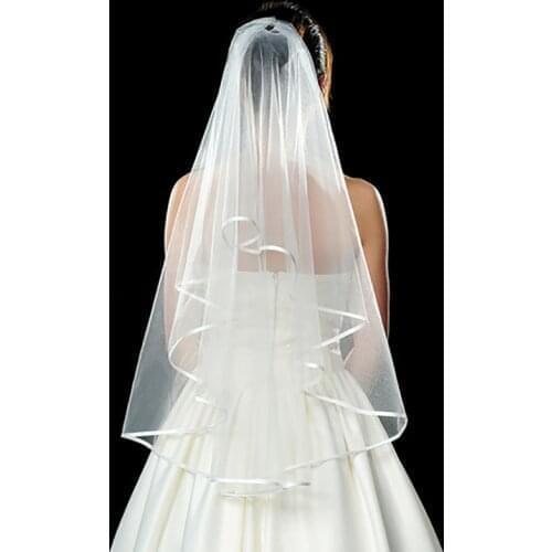 Simple Short Tulle Wedding Veils Two Layer White Bridal Veil for Bride for Women Marriage Wedding Accessories 150cm