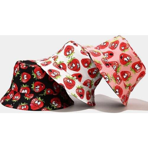 Cartoon Avocado Fisherman Hat Reversible Bucket Hat Women Men Street Hip Hop Foldable Bucket Cap Printed Sunshade Fishing Hats