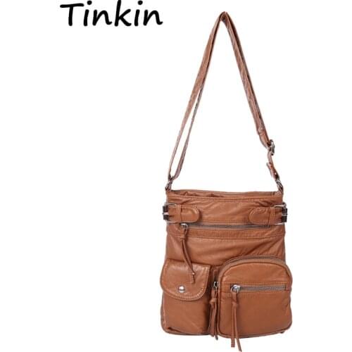 Multi Pocket Crossbody Bag for Women, Ultra Soft Washed Vegan Leather Shoulder Purse H1833