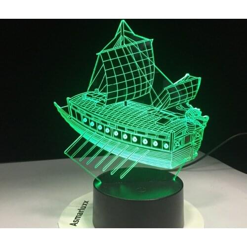 Ancient Sailing Boat 3D Night Light LED 7 Color Changing USB Bluetooth stereo Lamp Sitting Room Lights Energy-Saving Lamp