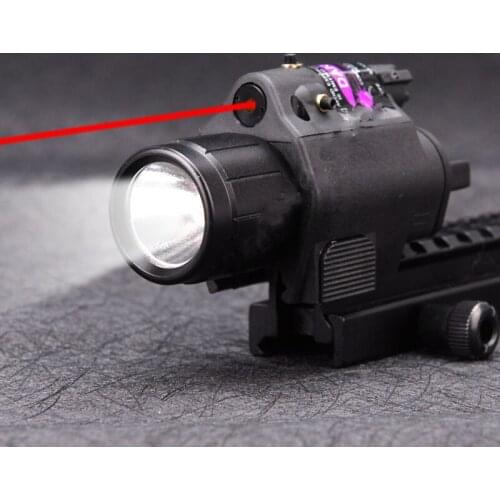 2 in 1 Tactical Flashlight Light+Red Laser Sight Dot Light Scope Combo for Pistols Shot Gun Camping Hunting Light