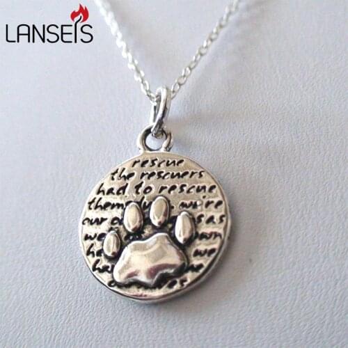 Lanseis20pcs Inspirational Paw Print Charm Necklace13mm