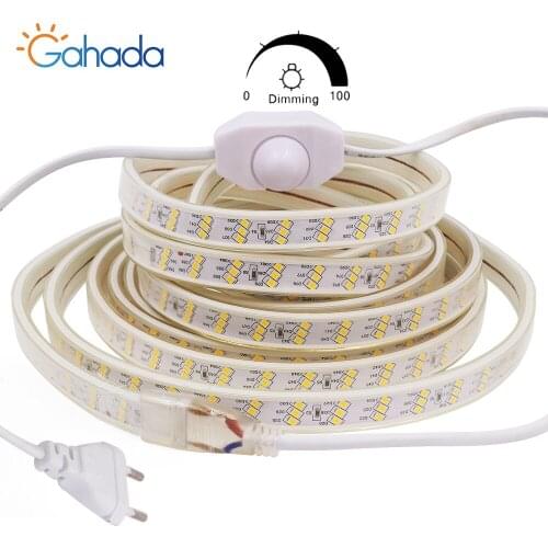 Ultra Bright 220V 240V EU UK LED Strip Waterproof 180Leds/m Warm/White Dimmerable Flexible Tape Ribbon LED Strip Lamp