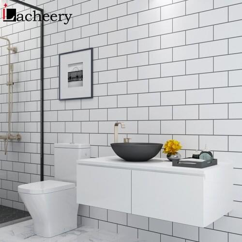 Bathroom Waterproof Grid Wallpaper Kitchen Brick Wall Tile Sticker Living Room Contact Paper Film Vinyl Self Adhesive Home Decor