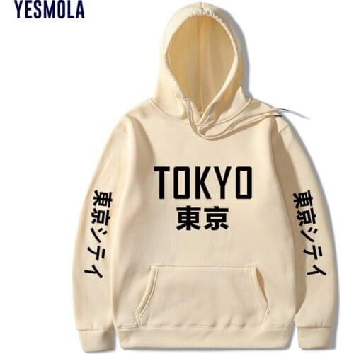 YESMOLA Men Hoodies Anime Tokyo Print Hoodie Pullovers Tops Fashion Unisex Sweatshirts Streetwear for Women/men Cozy Tops