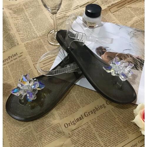 2020 spring and summer new beach ladies sandals crystal flower jelly womens shoes casual vacation women fashion slippers