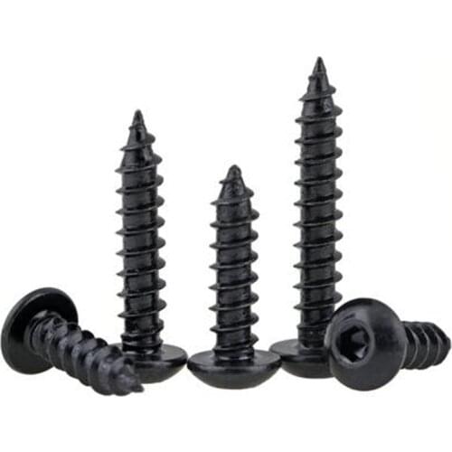10/20Pcs M3 M4 M5 M6 steel with black Hexagon Socket Button Head Self tapping Screws Round Head
