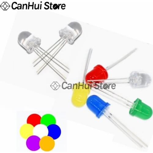 10PCS 10MM Round Light Emitting LED Red Yellow Green Blue White Orange Pink Purple RGB Colorful Flash F10 light emitting diode