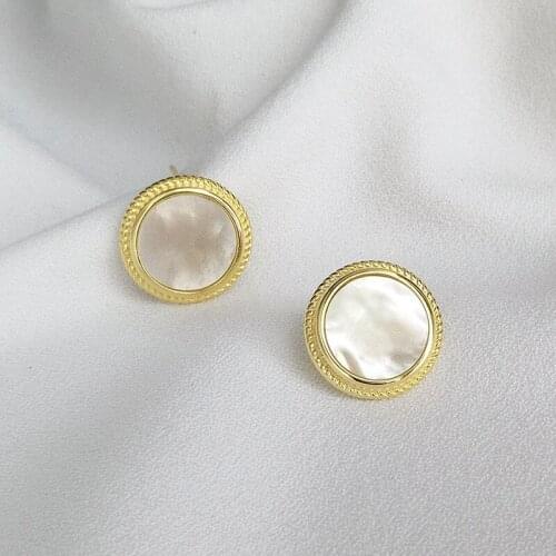 100% Authentic 925 Sterling silver twisted pattern Shell Oval geometric Mirror Stud earrings FINE jEWELRY TLE708