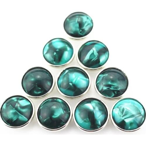 20pcs/lot Dark Green Natural Stone Shell Snap Button Fit 18mm Interchangeable Ginger Snap DIY Bracelets&Bangles Charms Jewelry