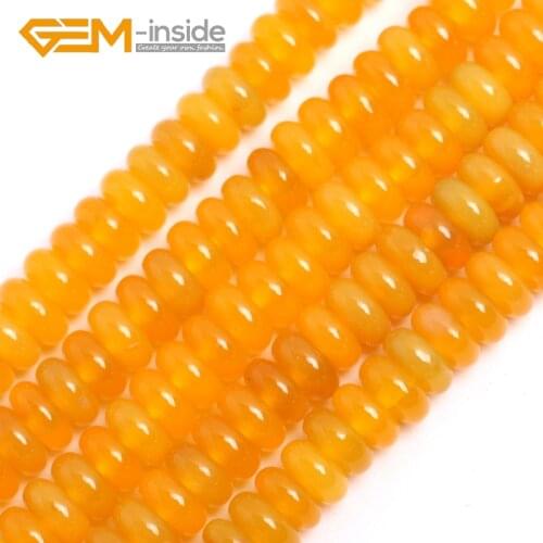 3X6MM 4X8MM Rondelle Yellow Agat e Spacer Stone Beads DIY Loose Smooth Beads For Jewelry Making Bracelets Necklace Strand 15"