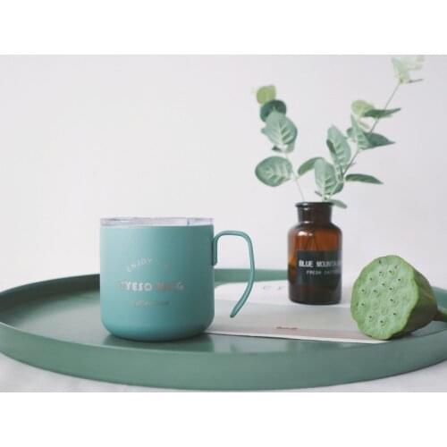 400ml Nordic Double Wall Stainless Steel Coffee Mug with Lid Metal Thermal Mug Tea Milk Drink Tea Cups