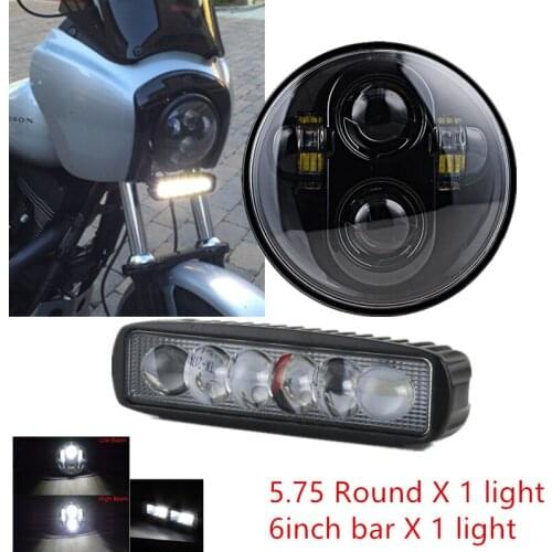 5 3/4" 5.75" Round Projection Headlight and 6inch Mini LED light bar Combo set Fit for Softail Sportster