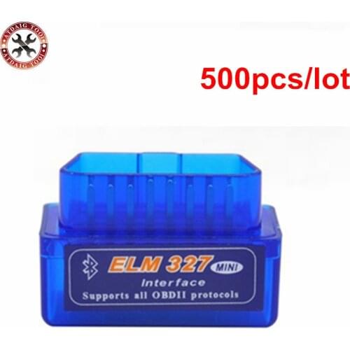 500pcs/lot Super Mini ELM327 Bluetooth OBD2 Diagnostic Tool ELM 327 V2.1 Latest Version DHL Free Shipping
