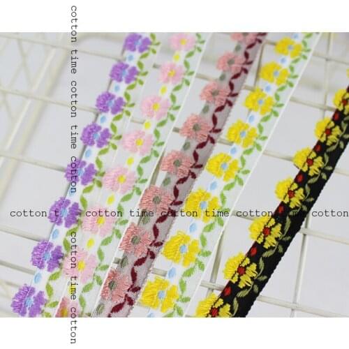 6yards/lot 1.5cm wide Qute Flower trim Mini tassel embroidery ribbon trim accessory for bag garment home deco 2style