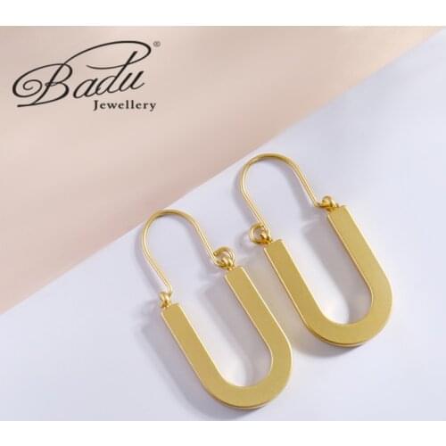 Badu Matte Gold Color Minimalist Hoop Earrings for Women Small Simple Geometrical Round Circle Ear Rings Punk Accessories