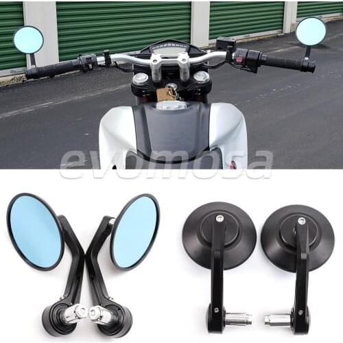 7/8" 22mm Motorcycle Side bar Mirrors Bar End Mirrors Universal Rear View Mirrors For Yamaha Honda Triumph Ducati Motif Black