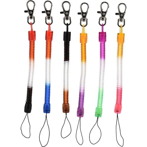 2Pcs plastic spring Coil Spiral keychain Retractable telephone cord spring key chain mobile phone chain elastic rope Wholesale