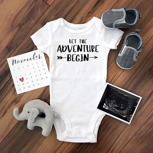 DERMSPE Baby Jumpsuits 0-24M Summer Newborn Baby Clothes short sleeve Let The Adventure Begin Infant Boy Girl Romper Outfits Hot