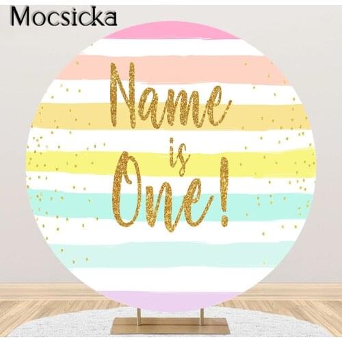 Mocsicka Rainbow Sibling Birthday Photography Background Girls Confetti Party Customize Decoration Round Circle Backdrop Cover
