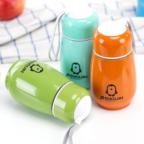 300ml Stainless Steel Penguin Design Insulated Vacuum Water Cup Leakproof Bottle Cartoon thermo Cup For Kids Travel Thermocup