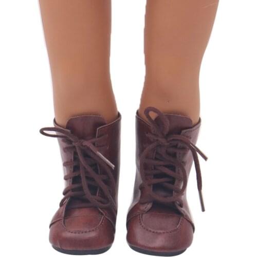 New Pattern Fashion Brown Gaobang Strap Leather Shoes Fit 18 Inch American&43cm Baby New Born Doll Clothes Accessories