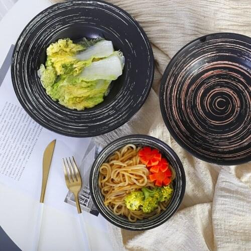 Creative ceramic tableware ramen bowl hand painted frosted straw hat plate spaghetti western food plate household dinnerware