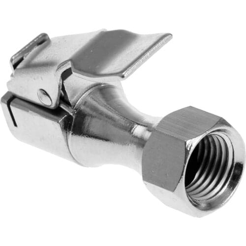 Brass Lock-on Tire inflator Air Chuck 1/4" NPT Female Silver