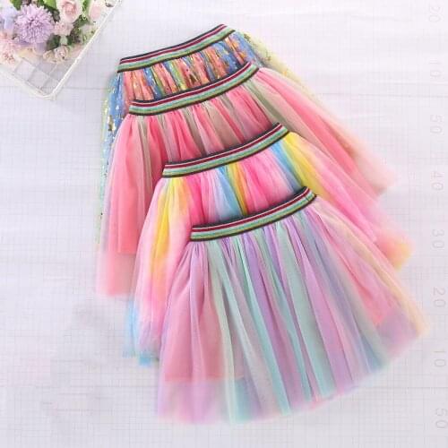 Baby Girl Summer Tutu Skirt Tulle Rainbow princess party frocks Kids Cute Tutu Skirts Girl Clothes For Birthday christmas