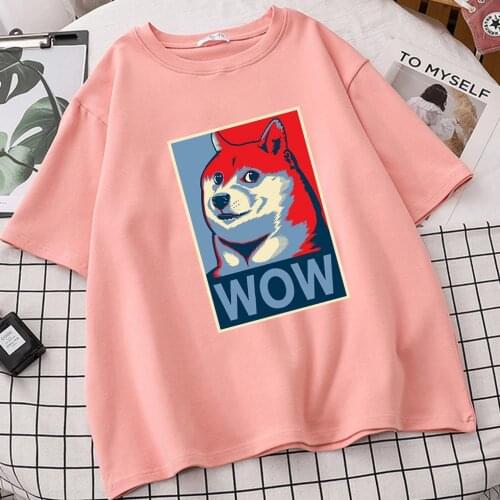 Cute Corgi Wow Women Tumblr Ulzzang T Shirts Camisetas De Mujer Anime Tops Sleeve Tee Tshirts Femme Roupas Femininas Vetement