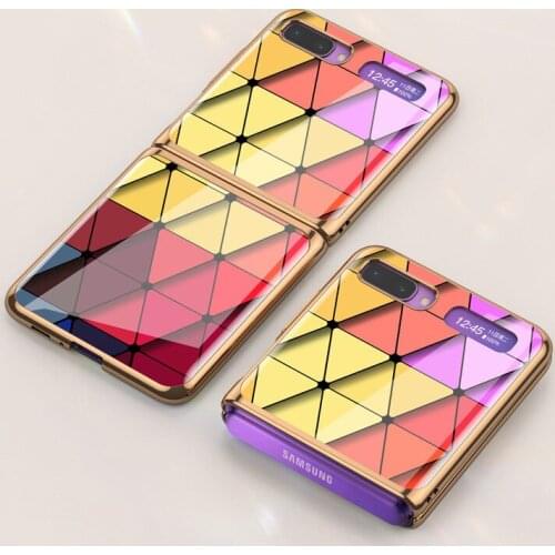 Marble Tempered Glass Fold Case for Samsung Galaxy Z Flip 2020 Phone Case for Samsung Z Flip Galaxy Zflip Ultra Thin Cover Coque