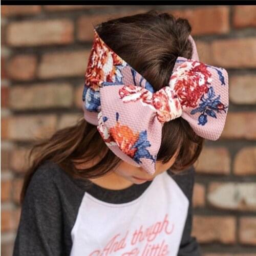 New Diy Printed Nylon Wide Hair Band Newborn Baby Knot Bows Headband USA Flag Flower Kids Hair Accessories Photo Props