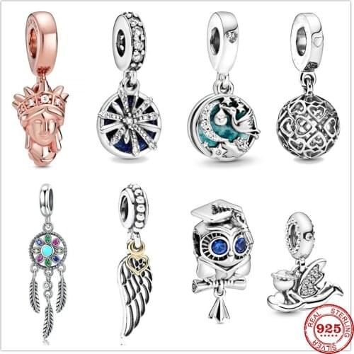2020 New Original S925 Charm Spirit Dream Catcher Angel of Love Dangle fit 3mm Pan charms Silver 925 DIY Bead Bracelet for Women