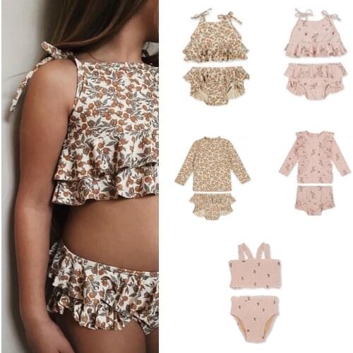 2021 New Kids Girls Swimwear Two Pieces Swimsuit maillot de bain fille ks Brand Baby Girls Beach Wear Toddler Bathing Suit Swim