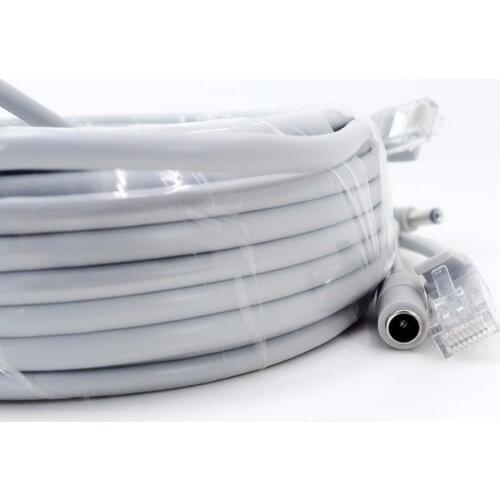 NEW Light Grey NC-15M RJ45+DC 12V Power Lan Cable Network Cables for CCTV Network IP Camera High Quality Cable CCTV Accessories