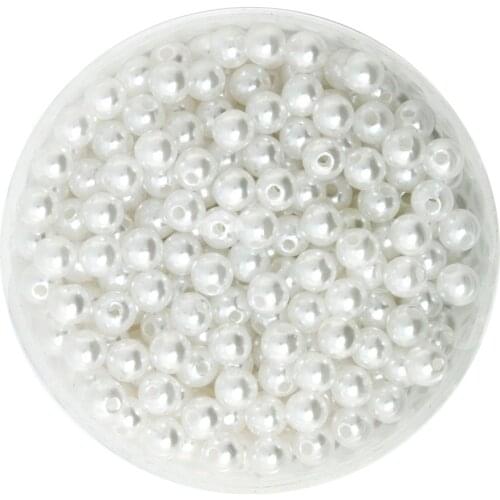 Wholesale Round White Color Beads 4.6.8.10mm Dia. Imitation Pearl Plastic Beads for Jewelry Making 200-2000pcs/lot