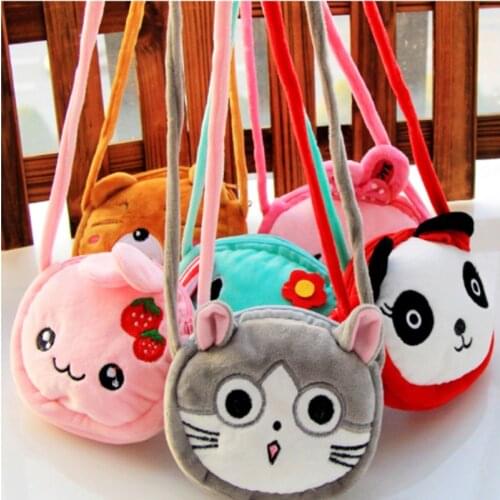 Kawayi Plush Animal Shoulder Bag For Girls Cartoon Backpack Childrens Snack Package Fashion Coin Bag Messenger Handbag For Kids