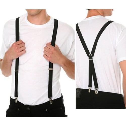 Adult Size Solid Color Men Suspenders 2.5CM Wide Elastic Strap X- Back Adjustable Braces for Women Pants Stays BD2502