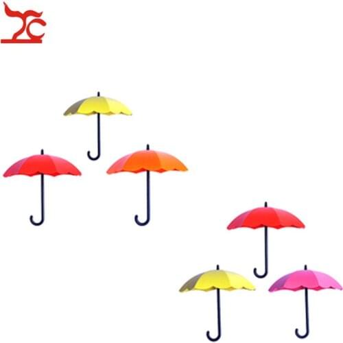 Durable Key Jewelry Ring Bracelet Wall Door Cabinet Holder Decor Hook Cute Umbrella Wall Mount Key Holder Miniature Wall Craft