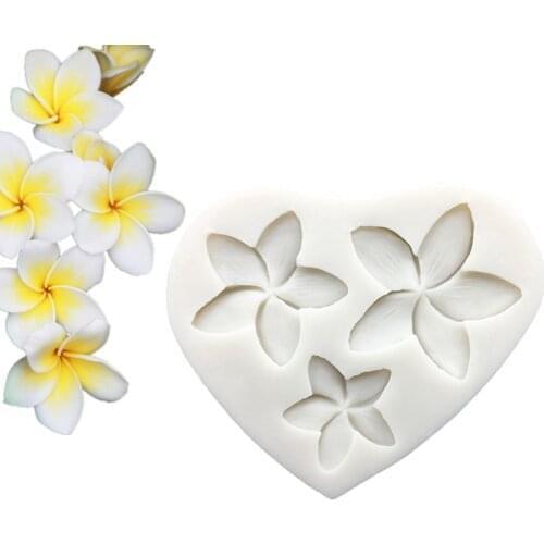 Wholesale 10 pcs Plumeria Rubra Shape Silicone Mold Sugarcraft Chocolate Cupcake Baking Mold Fondant Cake Decorating Tools