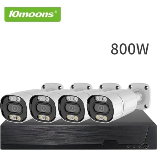 10moons 8MP HD Security Camera System 4CH H.265+ DVR Outdoor Indoor Video Surveillance Kit Night Vision Waterproof CCTV System