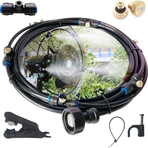 DIY 10M/15M/20M Water Spray Misting Cooling System Kit For Greenhouse Garden Patio Plants Waterring Irrigation Fog Maker Nozzles