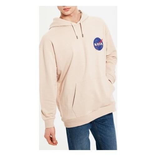 Nasa Printed Thick Hooded Sweatshirts 2020 men sweatshirts beige color