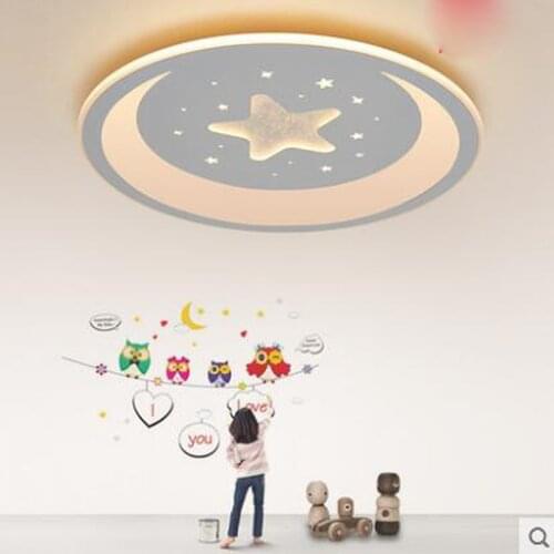 Slim child room ceiling lamp led cartoon lamp boy girl princess warm star month bedroom study lamp led ceiling lamp lighting