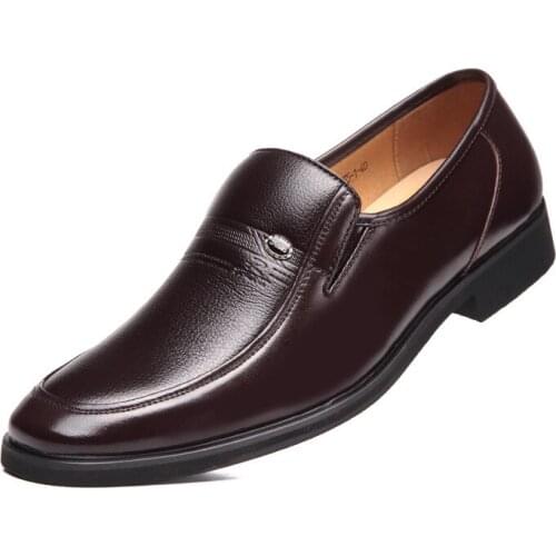 High Quality Genuine Leather Formal Dress Mens Derby Pointed Toe Handmade Footwear High Heels Man Wedding Party Shoes