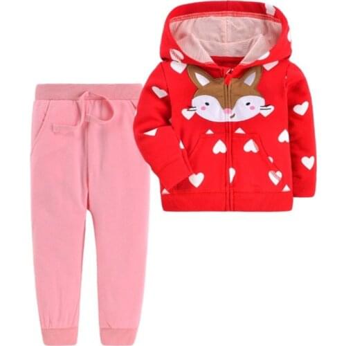 Spring & Autumn Baby Girls 2pcs/sets Toddler Casual Cartoon Hooded Outfits Boys Sports Cotton Clothes