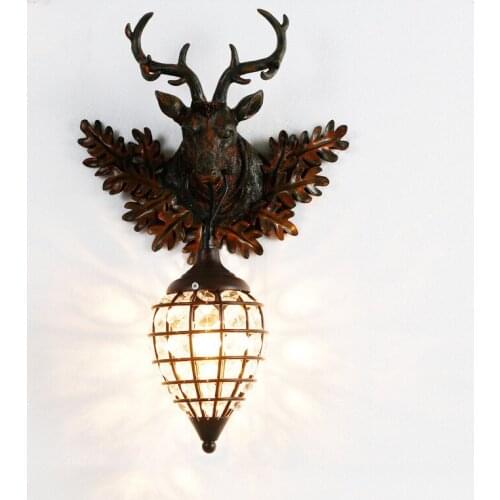 Resin Vintage Antler Wall Light America Country Style Deer Shape Bra Home Patio Hotel Restaurant Buckhorn Sconce Lamp