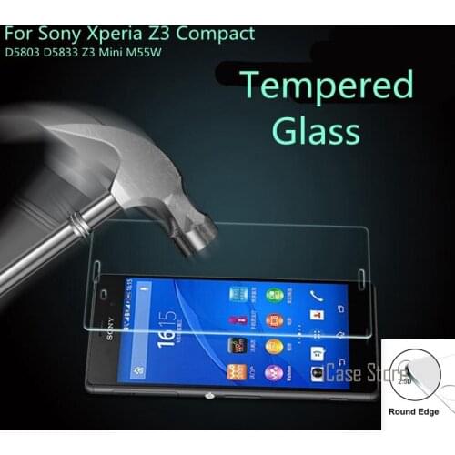 Z3 Compact 9H Premium Tempered Glass For Sony Xperia Z3 Compact for Sony D5803 Sony D5833 M55W Screen Protector Film Cover case