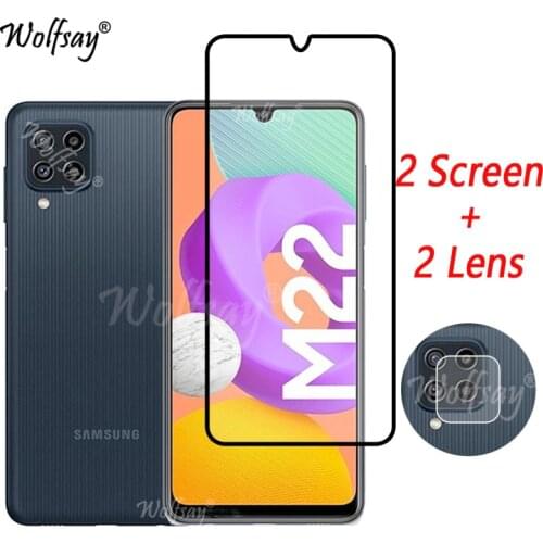 Full Cover Tempered Glass For Samsung Galaxy M22 Screen Protector For Samsung M22 Camera Glass For Samsung M22 Glass SM-M225FV