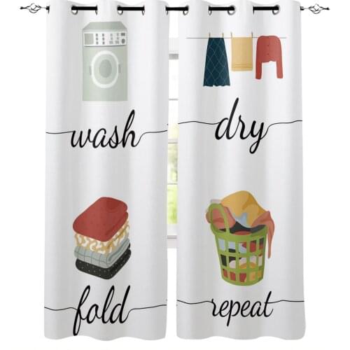 Laundry Room Washing Machine Clothes Blackout Curtains For Kitchen Bedroom Kids Room Window Treatment Curtains for Living Room